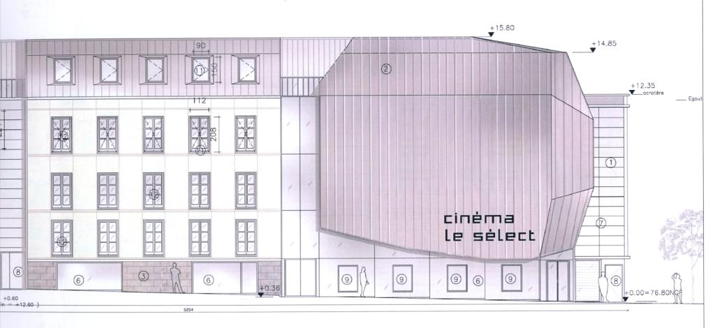 Vue latérale du nouveau cinéma